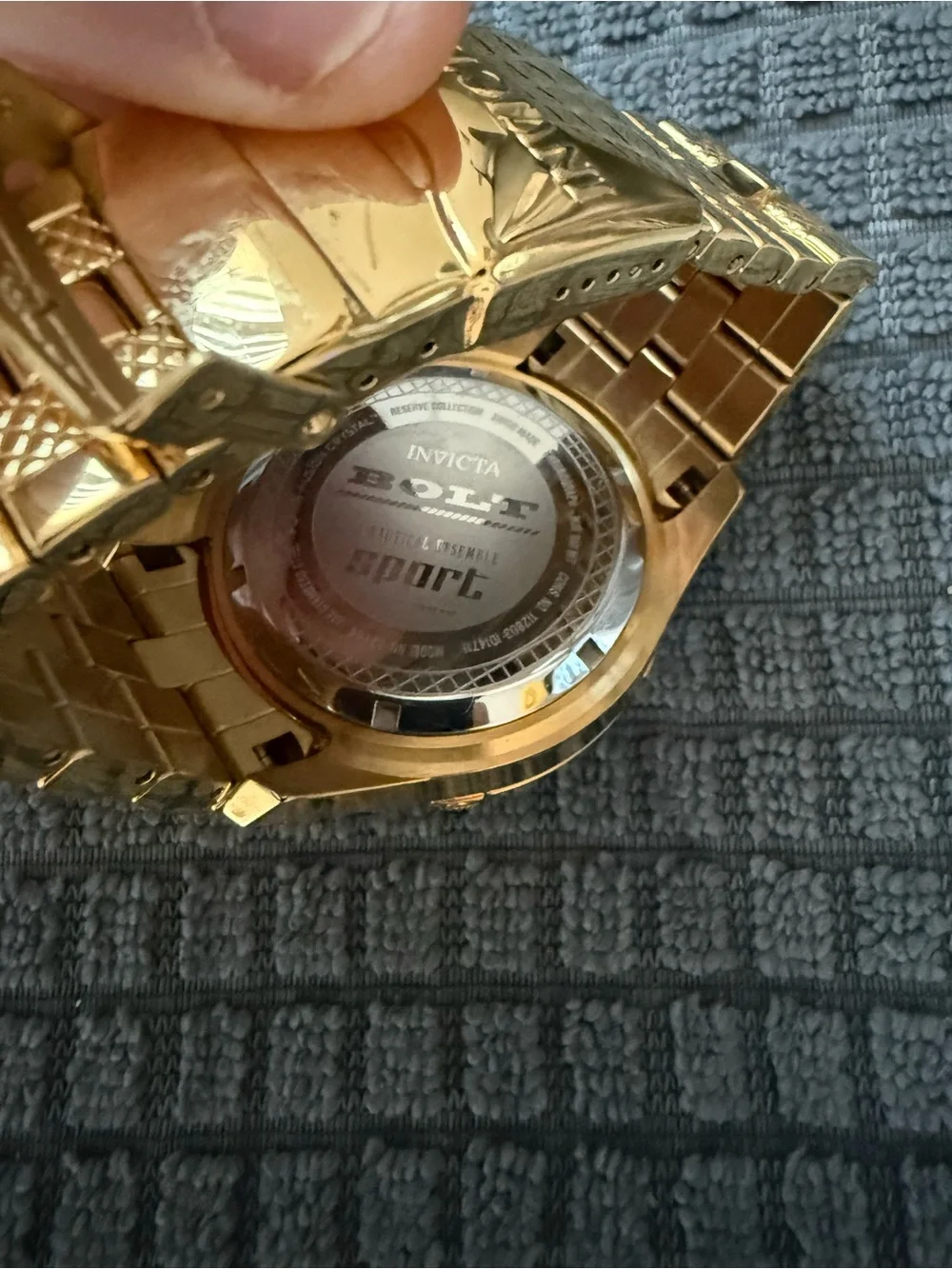 Invicta Gold-Tone Chronograph Watch with Blue Dial